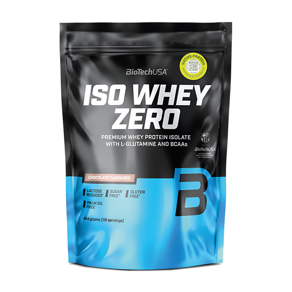 BioTechUSA ISO Whey Zero Schokolade – Premium Whey Protein Isolat mit L-Glutamin & BCAAs, laktosefrei, zuckerfrei