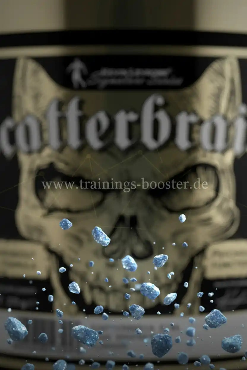 Blauer Kristall-Booster mit Totenkopf-Design für Sportnahrung und Fitness