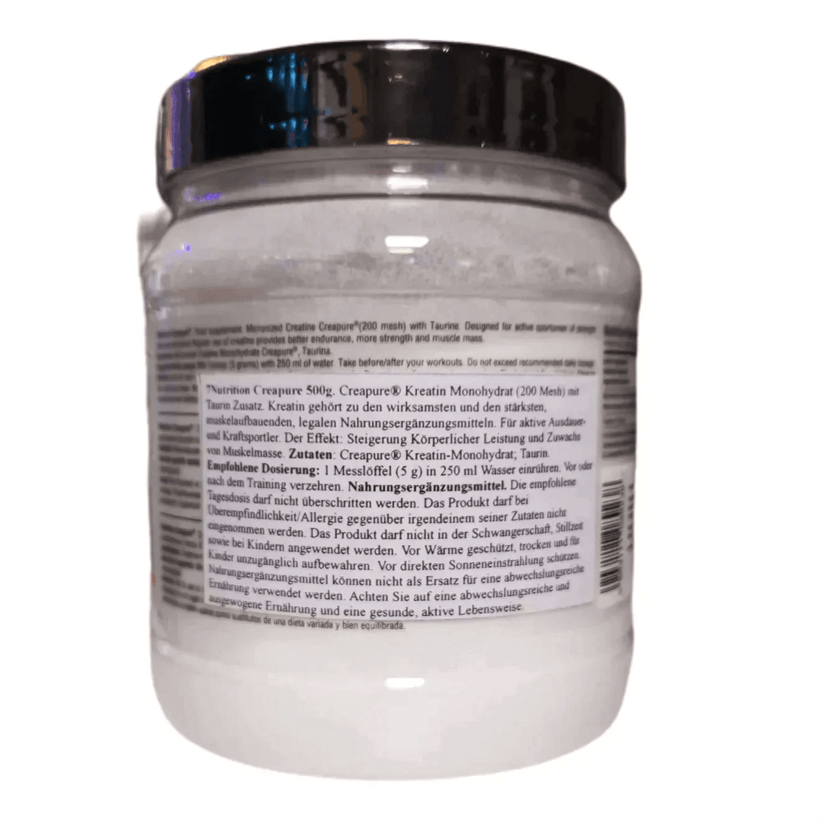 Kreatin Monohydrat Pulver mit Taurin für Muskelaufbau und Leistungssteigerung, 500g Dose