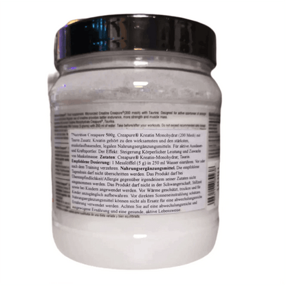 Kreatin Monohydrat Pulver mit Taurin für Muskelaufbau und Leistungssteigerung, 500g Dose