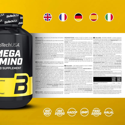 BioTechUSA Mega Amino Nahrungsergänzungsmittel mit Aminosäuren in Tablettenform