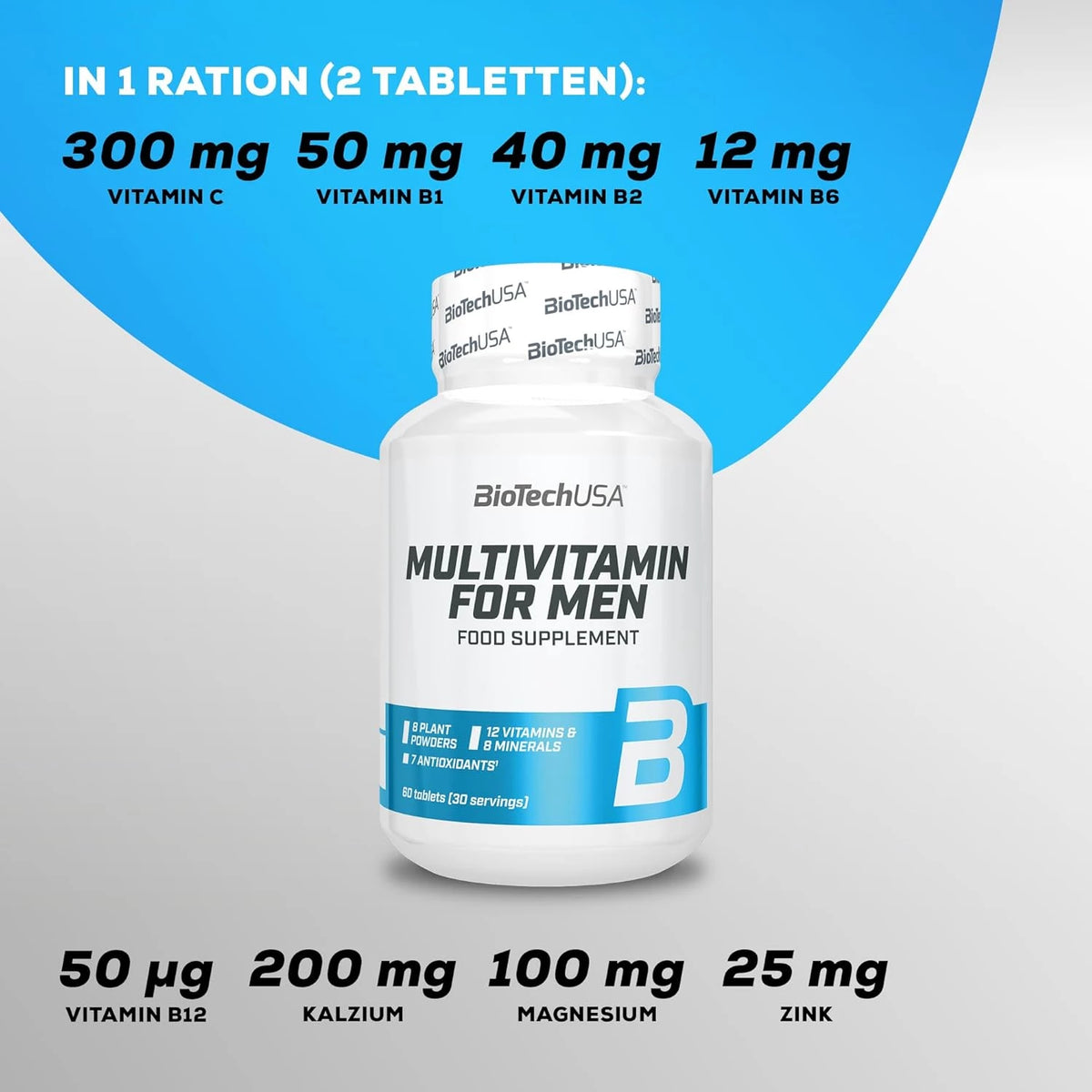 BioTechUSA Multivitamin for Men Nahrungsergänzungsmittel mit Vitaminen und Mineralien