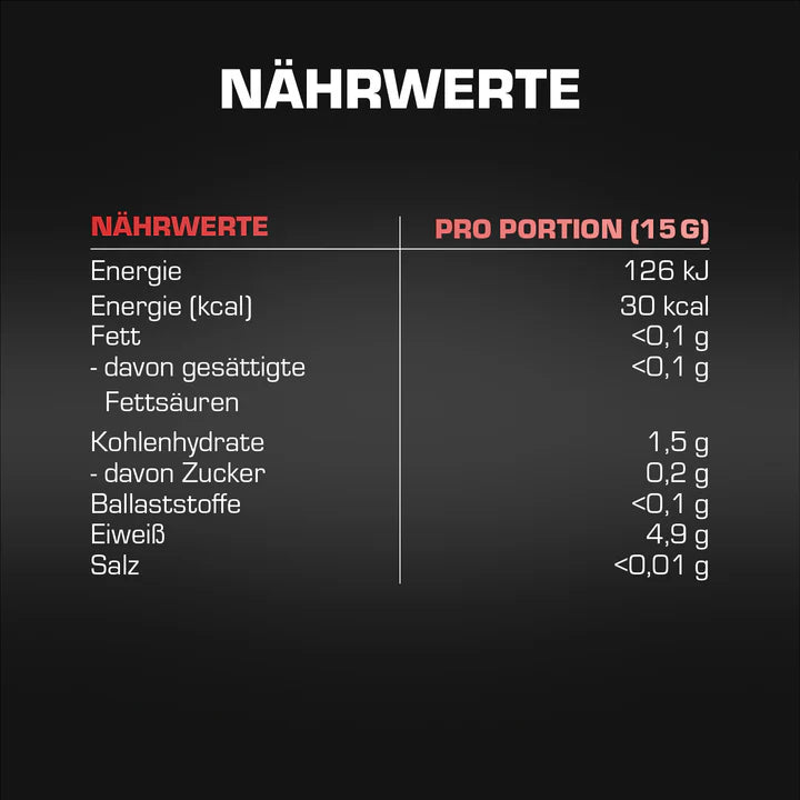 Nährwerttabelle für OS Nutrition Götterpuls NULL Pre Workout Booster pro 15g Portion