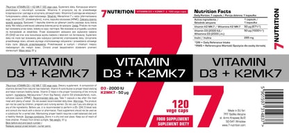 Vitamin D3 + K2MK7 Nahrungsergänzung mit 120 vegetarischen Kapseln für Immunsystem und Knochengesundheit
