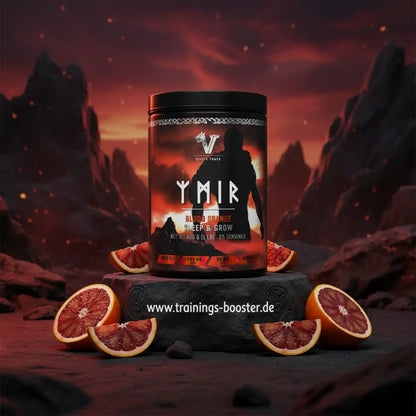 Ymir Blood Orange Sleep & Grow Nahrungsergänzungsmittel mit Blutorangen vor Sonnenuntergang